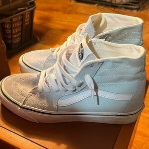 High Top Light Blue vans, size 8.5 mens/10 womans